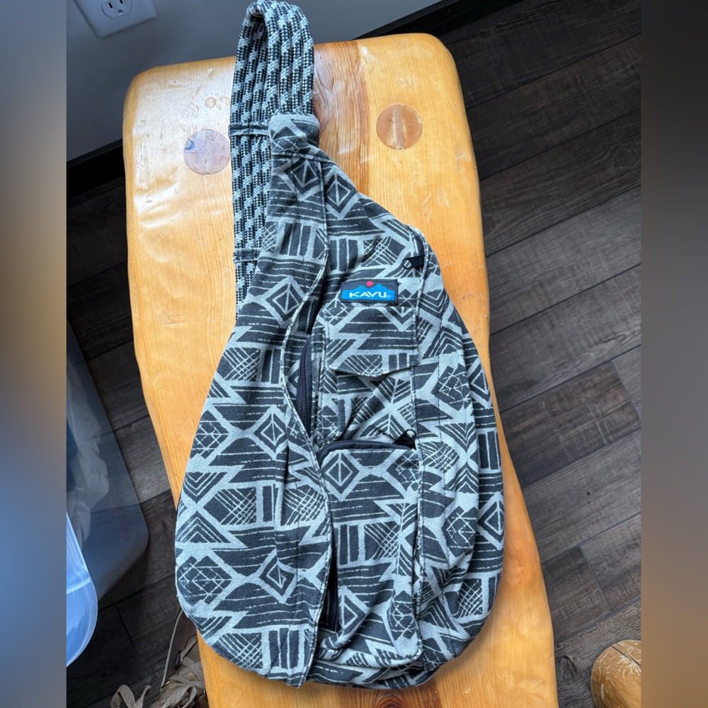 KAVU Geometric Black and Gray Sling Bag